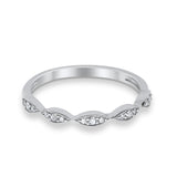 14K White Gold Diamond Eternity Bands .10ct Accent Stackable Wedding Ring Size 6.5