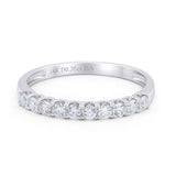 14K White Gold 3mm Natural Diamond Wedding Engagement Stacking Eternity Band Ring 0.35ct G SI - Size 6.5