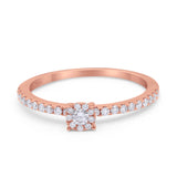 14k Rose Gold Bridal Wedding Vintage 0.27tcw Cluster Art Deco Natural Pave Diamond Engagement Halo Ring G SI- Size 6.5