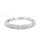 14K White Gold Stacking Eternity Art Deco 3mm Wedding Band Natural Diamond Engagement Ring 0.10ct G SI-Size 6.5