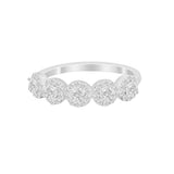 Halo Half Eternity Band Round Simulated Cubic Zirconia 925 Sterling Silver