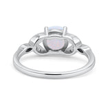 Art Deco Vintage Style Thumb Ring Statement Fashion Round Lab White Opal 925 Sterling Silver