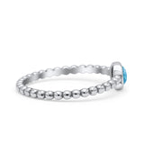 Beaded Band Round Thumb Ring Oxidized Statement Fashion Ring Lab Created Blue Opal 925 Sterling Silver