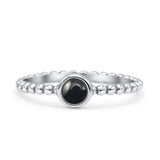 Beaded Band Round Thumb Ring Oxidized Statement Fashion Ring Simulated Black Onyx 925 Sterling Silver