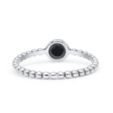 Beaded Band Round Thumb Ring Oxidized Statement Fashion Ring Simulated Black Onyx 925 Sterling Silver