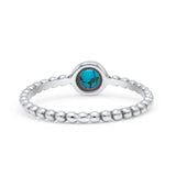 Beaded Band Round Thumb Ring Oxidized Statement Fashion Ring Simulated Turquoise 925 Sterling Silver