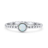 Beaded Band Round Thumb Ring Oxidized Statement Fashion Ring Lab Created White Opal 925 Sterling Silver