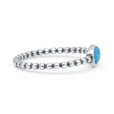Beaded Oxidized Thumb Ring Oval Statement Fashion Ring Band Lab Created Blue Opal 925 Sterling Silver