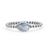 Beaded Oxidized Thumb Ring Oval Statement Fashion Ring Band Simulated Moonstone 925 Sterling Silver