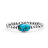 Beaded Oxidized Thumb Ring Oval Statement Fashion Ring Band Simulated Turquoise 925 Sterling Silver