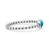 Beaded Oxidized Thumb Ring Oval Statement Fashion Ring Band Simulated Turquoise 925 Sterling Silver