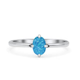 Art Deco Oval Thumb Ring Statement Fashion Oxidized Lab Created Blue Opal Solid 925 Sterling Silver