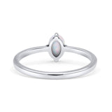 Art Deco Oval Thumb Ring Statement Fashion Oxidized Lab Created White Opal Solid 925 Sterling Silver
