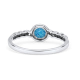 Celtic Style Round Thumb Ring Oxidized Statement Fashion Ring Band Lab Created Blue Opal 925 Sterling Silver