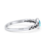 Celtic Style Round Thumb Ring Oxidized Statement Fashion Ring Band Simulated Turquoise 925 Sterling Silver