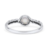 Celtic Style Round Thumb Ring Oxidized Statement Fashion Ring Band Lab Created White Opal 925 Sterling Silver