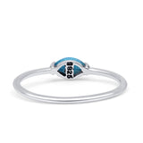 Oval Oxidized Petite Dainty Thumb Ring Lab Created Blue Opal Statement Fashion Ring 925 Sterling Silver