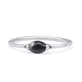 Oval Oxidized Petite Dainty Thumb Ring Simulated Black Onyx Statement Fashion Ring 925 Sterling Silver