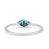 Oval Oxidized Petite Dainty Thumb Ring Simulated Turquoise Statement Fashion Ring 925 Sterling Silver