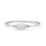 Oval Oxidized Petite Dainty Thumb Ring Lab Created White Opal Statement Fashion Ring 925 Sterling Silver