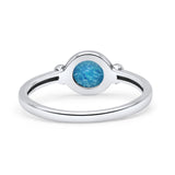 Round Thumb Ring Oxidized Statement Fashion Ring Band Lab Created Blue Opal 925 Sterling Silver