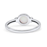 Round Thumb Ring Oxidized Statement Fashion Ring Band Lab Created White Opal 925 Sterling Silver