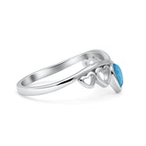 Hearts Statement Fashion Petite Dainty Thumb Ring Lab Created Blue Opal Solid 925 Sterling Silver