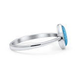 Teardrop Pear Oxidized Thumb Ring Lab Created Blue Opal Statement Fashion Ring 925 Sterling Silver