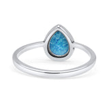 Teardrop Pear Oxidized Thumb Ring Lab Created Blue Opal Statement Fashion Ring 925 Sterling Silver