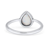Teardrop Pear Oxidized Thumb Ring Lab Created White Opal Statement Fashion Ring 925 Sterling Silver