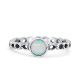 Infinity Oxidized Round Thumb Ring Lab Created White Opal Statement Fashion Ring 925 Sterling Silver