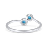 New Design Thumb Ring Round Oxidized Statement Fashion Band Lab Created Blue Opal 925 Sterling Silver