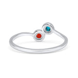 New Design Thumb Ring Round Oxidized Statement Fashion Band Simulated Turquoise & Carnelian 925 Sterling Silver