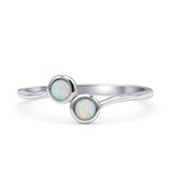 New Design Thumb Ring Round Oxidized Statement Fashion Band Lab Created White Opal 925 Sterling Silver