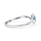 Thumb Ring Round Oxidized Statement Fashion Ring Band Lab Created Blue Opal 925 Sterling Silver