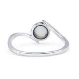 Thumb Ring Round Oxidized Statement Fashion Ring Band Lab Created White Opal 925 Sterling Silver