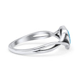 Infinity Shank Heart Promise Thumb Ring Oxidized Statement Fashion Ring Band Lab Created Blue Opal 925 Sterling Silver