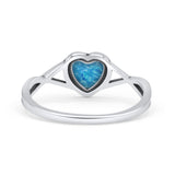 Infinity Shank Heart Promise Thumb Ring Oxidized Statement Fashion Ring Band Lab Created Blue Opal 925 Sterling Silver