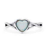 Infinity Shank Heart Promise Thumb Ring Oxidized Statement Fashion Ring Band Lab Created White Opal 925 Sterling Silver