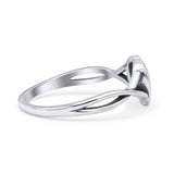 Infinity Shank Heart Promise Thumb Ring Oxidized Statement Fashion Ring Band Lab Created White Opal 925 Sterling Silver