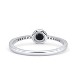 Round Statement Fashion Petite Dainty Thumb Ring Simulated Black Onyx Solid 925 Sterling Silver