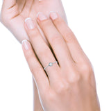 Round Statement Fashion Petite Dainty Thumb Ring Lab Created White Opal Solid 925 Sterling Silver