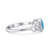 Swirl Filigree Hearts Oval Petite Dainty Thumb Ring Lab Created Blue Opal Statement Fashion Ring 925 Sterling Silver