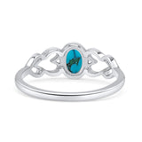 Swirl Filigree Hearts Oval Petite Dainty Thumb Ring Simulated Turquoise Statement Fashion Ring 925 Sterling Silver