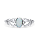 Swirl Filigree Hearts Oval Petite Dainty Thumb Ring Lab Created White Opal Statement Fashion Ring 925 Sterling Silver