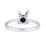 Art Deco Bunny Rabbit Round Thumb Ring Statement Fashion Oxidized Simulated Black Onyx 925 Sterling Silver