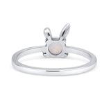 Art Deco Bunny Rabbit Round Thumb Ring Statement Fashion Oxidized Lab Created White Opal 925 Sterling Silver