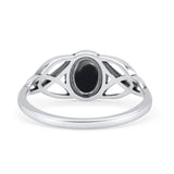 Oval Art Deco Celtic Band Thumb Ring Simulated Black Onyx Statement Fashion Ring 925 Sterling Silver