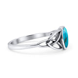 Oval Art Deco Celtic Band Thumb Ring Simulated Turquoise Statement Fashion Ring 925 Sterling Silver