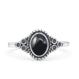 Oval Vintage Style Statement Fashion Thumb Ring Simulated Black Onyx Oxidized 925 Sterling Silver